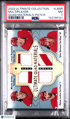 2022 Upper Deck Ultimate Collection Ultimate Quad Materials Multiplayer #LBSR Patch PSA 7