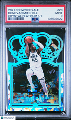 2021 Panini Crown Royale Donovan Mitchell #28 Crystal Platinum 1/1 PSA 9