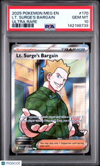 2025 Pokemon Meg EN-Mega Evolution LT. Surge's Bargain Ultra Rare PSA 10 #170