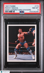 1997 Panini WWF Superstars Stickers Rocky Maivia #113 PSA 8