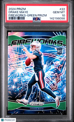 2024 Panini Prizm Fireworks Drake Maye #22 Green PSA 10