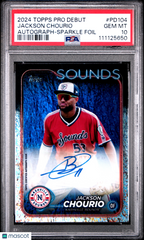 2024 Topps Pro Debut Jackson Chourio #PD104 Autograph Sparkle Foil PSA 10