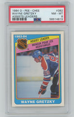 1984 O-Pee-Chee Hockey, Assists Leaders, Wayne Gretzky, #382, PSA 8