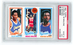 1980 Topps Basketball, A.English, M.Malone, W.Boynes, PSA 9