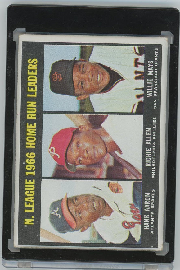 1966 Topps National League Home Run Leaders Hank Aaron/Richie Allen/Willie Mays #244