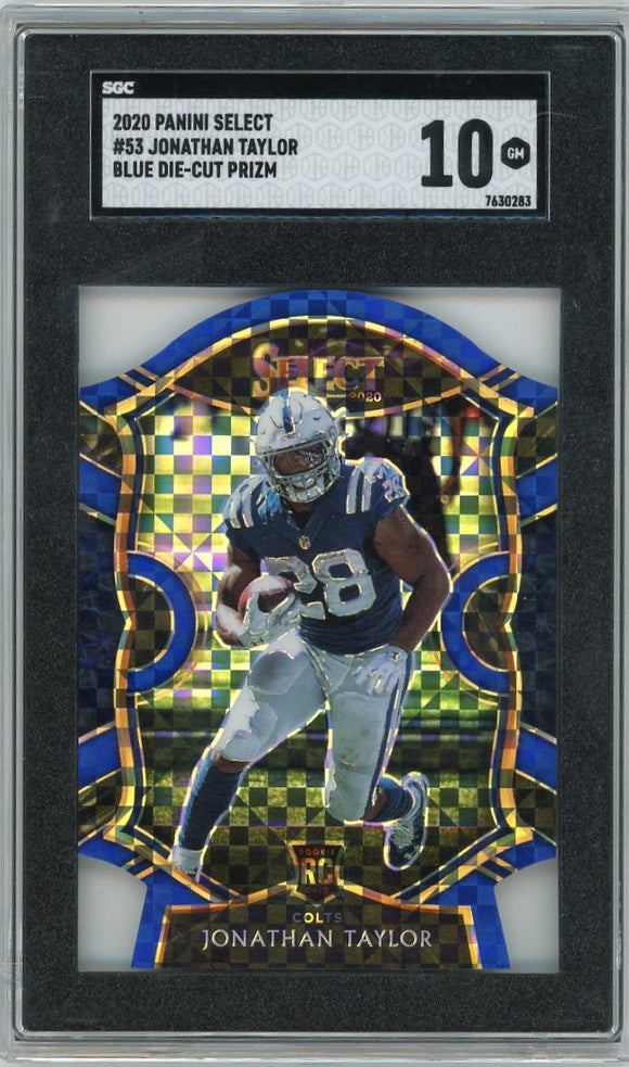 2020 Panini Select Jonathan Taylor #53 Blue Die-Cut Prizm SGC 10 Gem Mint
