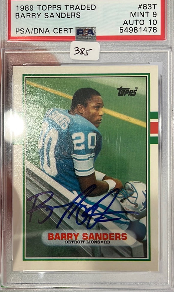 1989 Topps Traded #83T Barry Sanders PSA 9 Auto 10