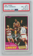1981 Topps Basketball, Magic Johnson, #21, PSA / DNA Autograph 8 Card PSA 8